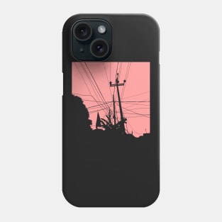 Landscape outside in the small city as a silhouette Phone Case