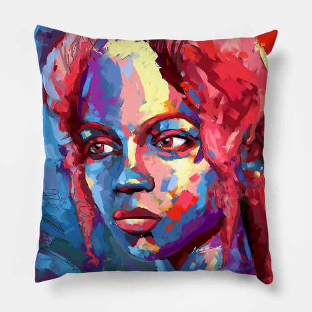 Red and Blue Portrait Pillow by mailsoncello