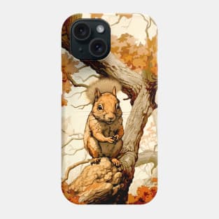 Fall Squirrel: Nature's Busy Architects on a Dark Background Phone Case