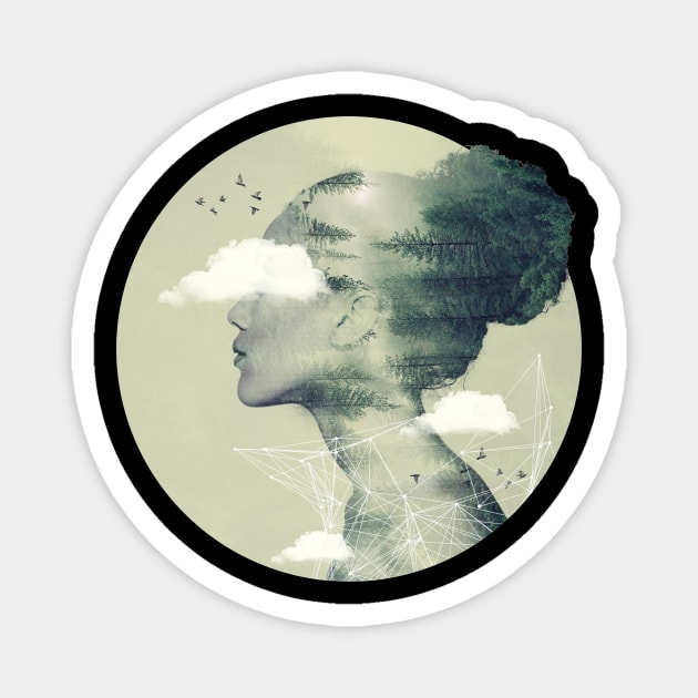 Landscape and Profile - double exposure Magnet by Vin Zzep