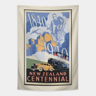New Zealand Centennial Vintage Poster Tapestry