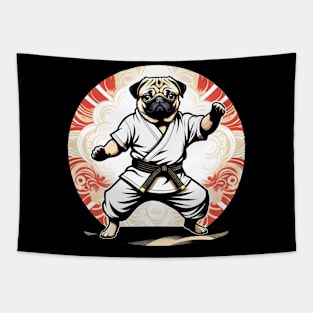 Pug doing Martial Arts Tapestry