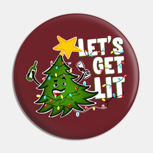 Let's get lit Tipsy Christmas Tree Pin