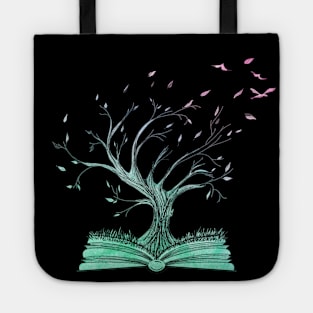 Mystical Knowledge Tree Growing from an Opened Book Tote