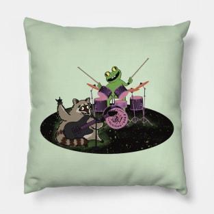 Rock and Roll frog and raccoon Pillow