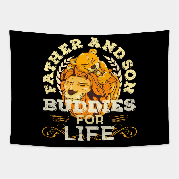 Proud Father and Son Daddy Partner Life Buddies Father's Day Tapestry by alcoshirts