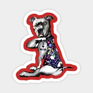 Funny Pitbull Love Mom Tattoo Magnet