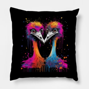 Ostrich Couple Valentine Pillow