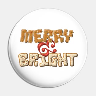 Merry & Bright Christmas Lettering Design Pin