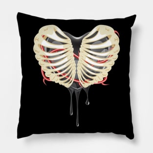 Black Heart in Thorax Pillow