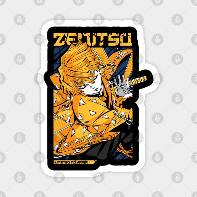 Demon Slayer Zenitsu in Full Thunder Mode Magnet by Otaku Vibes