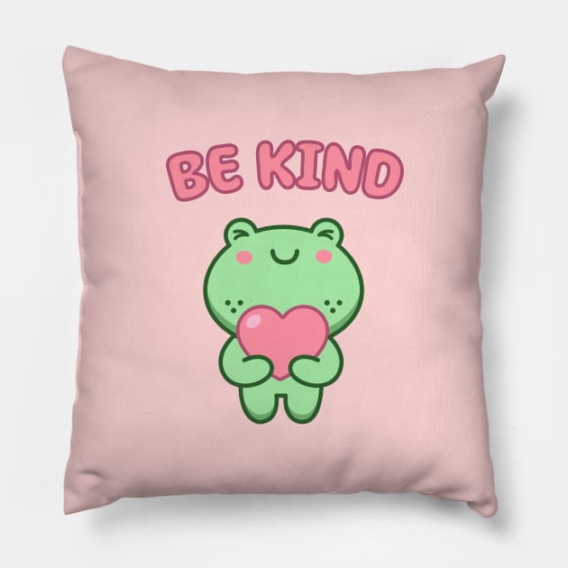 Be Kind Frog Pillow by Gi.illust