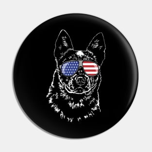 Australian Cattle Dog Blue Heeler American Flag Sunglasses Pin