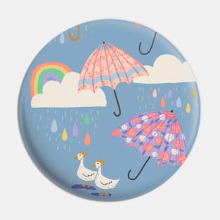 Spring Rain with Ducks Pin