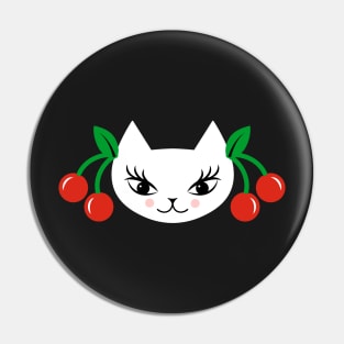 Rockabilly Cat White Pin