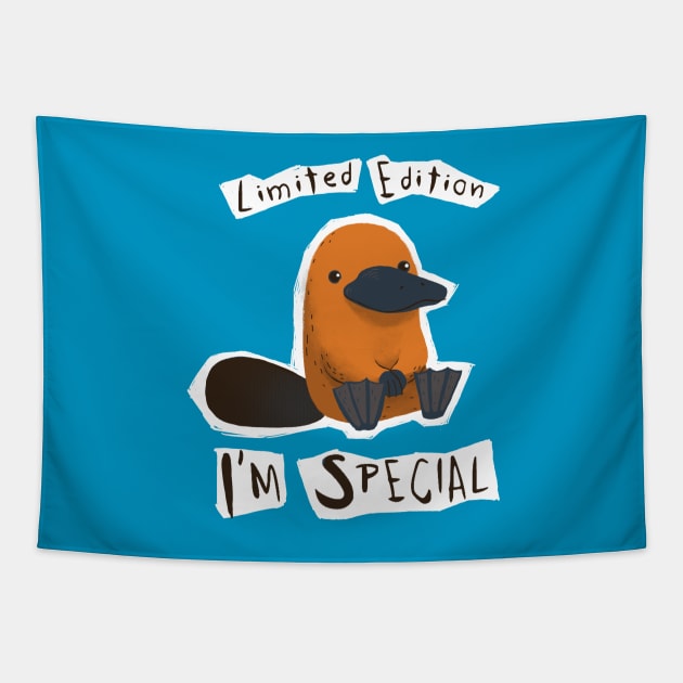 Limited Edition - I'm Special Platypus - Cute Weird Animal Tapestry by BlancaVidal