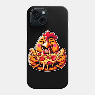 Happy Chicken Eating Pepperoni Pizza Phone Case