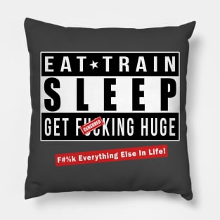 EAT - TRAIN - SLEEP and GET FU*KING HUGE! - F#%k Everything Else In Life Pillow