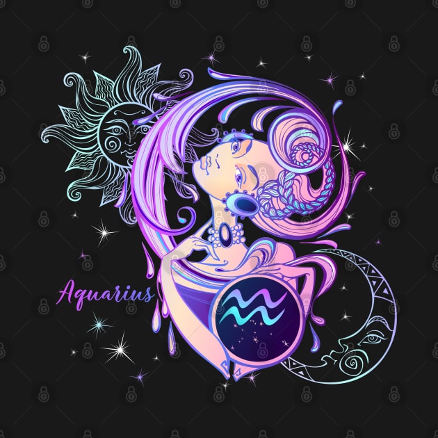 Aquarius Astrology Horoscope Zodiac Sign Illustration by xena