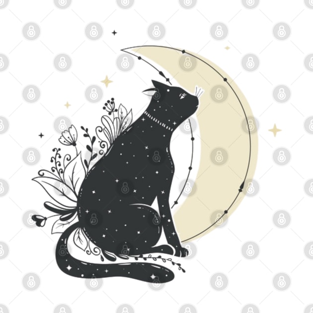 Black cat with moon by Rakos_merch