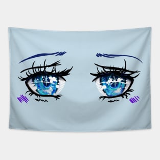 Blue Star Sapphire  Eyes Illustration Tapestry