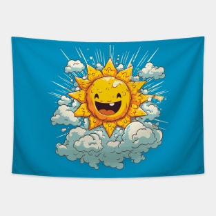 Happy Kawaii Sun. Smiling Sun Tapestry