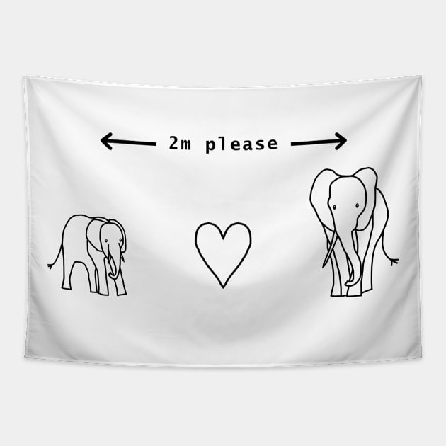 Big Elephant Says Social Distancing 2m Please Tapestry by ellenhenryart