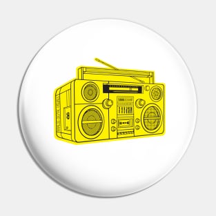 Boombox (Black Lines + Yellow Drop Shadow) Analog / Music Pin