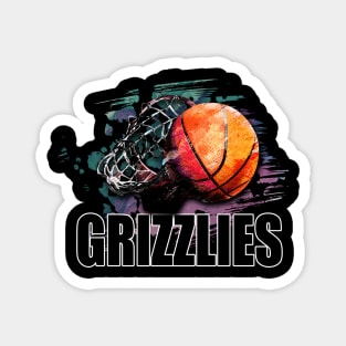 Retro Pattern Grizzlies Basketball Classic Style Magnet