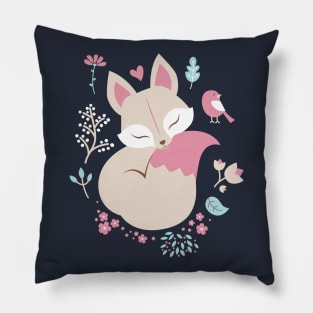 Pink Sleeping Fox Pillow