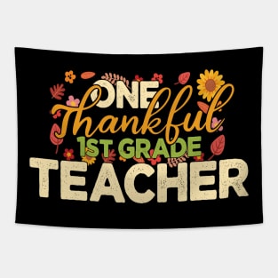 Thankful Teacher Retro Groovy Thanksgiving Fall Women Men Tapestry