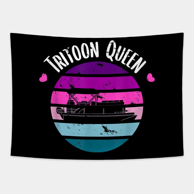 Tritoon Queen Flatboat Pontoon Boat Life Lover Gift Tapestry by Rojio