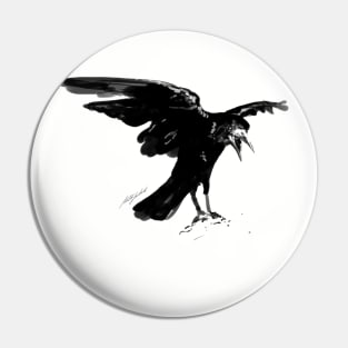 Handpainted Crow Pin