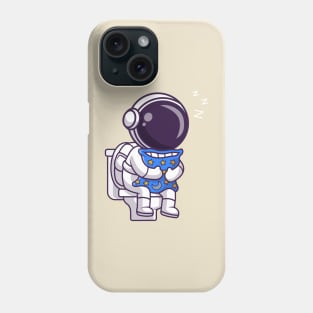 Cute Astronaut Sleeping On Toilet With Pillow Cartoon Phone Case