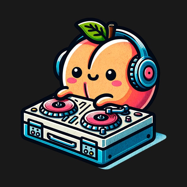 Cute Kawaii Peach DJ by The Jumping Cart