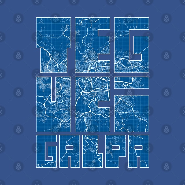 Tegucigalpa, Honduras Map Typography - Blueprint by deMAP Studio