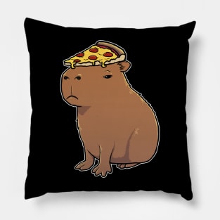 Capybara with Pepperoni Pizza on its head Pillow