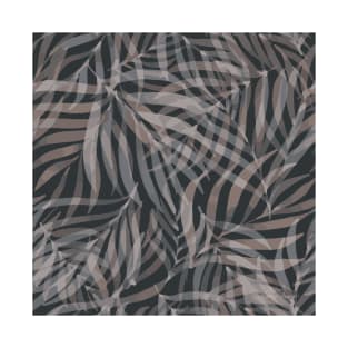 Digital palm leaves pattern in black and pink T-Shirt