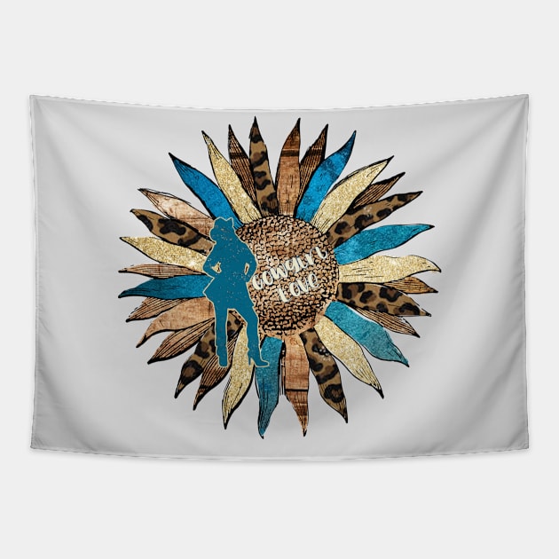 Cowgirl love country western sunflower Tapestry by artsytee