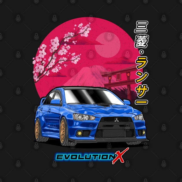 Nippon JDM Blue Mitsubishi Lancer Evolution X by Guyvit