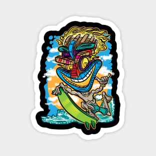 Crazy Tiki Surfer – Wild Island Vibes on the Waves Magnet