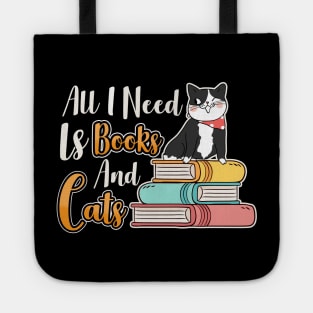 All I Need Is Books And Cats Cute Bookworm Cat Tote