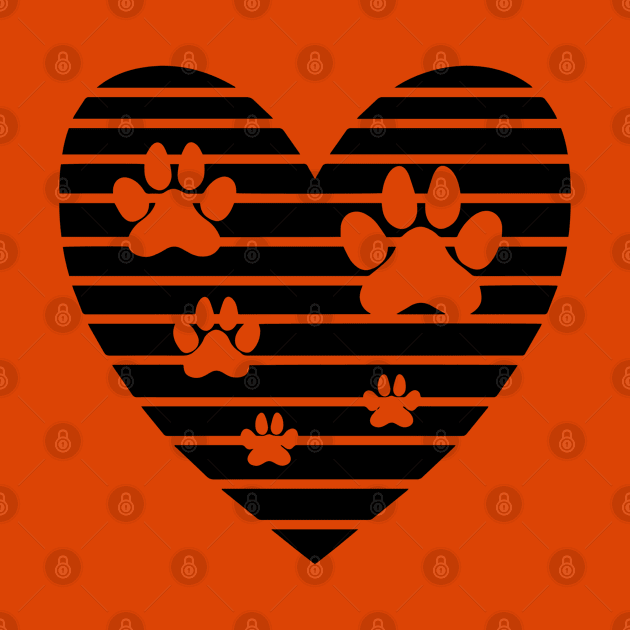 Dog Love Heart with cute paw puppy care, pet friendly logo by RubyCollection