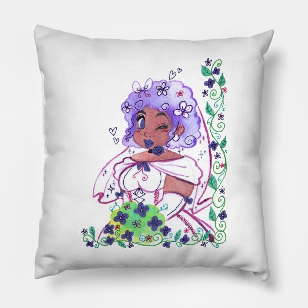 Purple Haired Bride Pillow by saradaboru