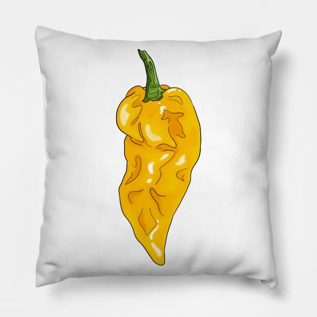 Chilli pepper sticker set habanero jalapeno carolina reaper fatalii Pillow by MojoCoffeeTime