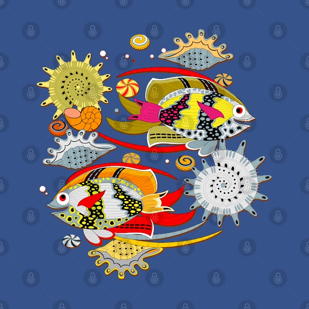 Illustration of decorative fishes. by Artist Natalja Cernecka