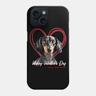 Happy Valentine’s Day Black Tan Dachshund Heart Phone Case