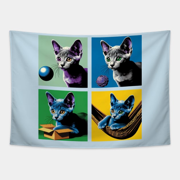 Korat Cat Pop Art - Cute Kitties Tapestry by PawPopArt