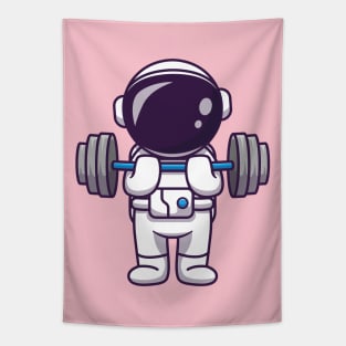 Cute Astronaut Lifting Dumbbell Tapestry