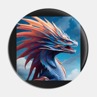 Ferocious Blue and Orange Frilled Dragon Pin